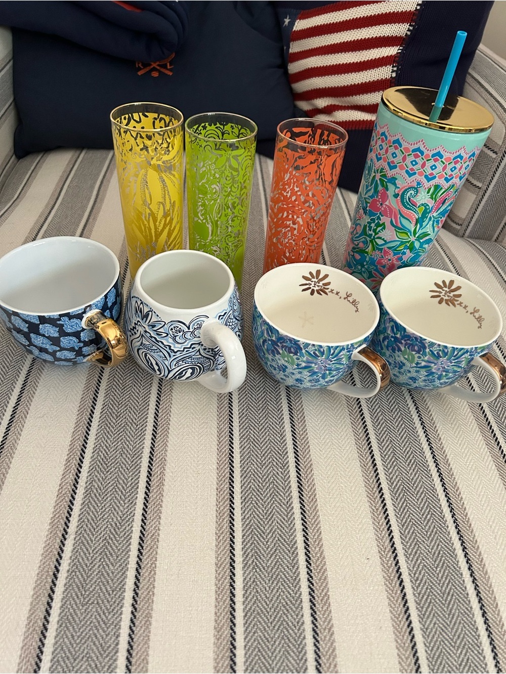 Lilly Pulitzer Lot of Mugs and Glasses